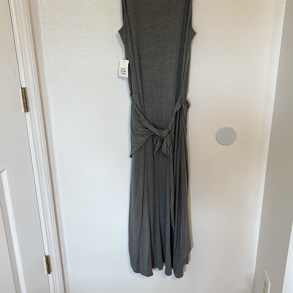 AND NOW THIS: Women's Side-tie Knit Midi Dress In Heather Grey (NWT) - Picture 5 of 5
